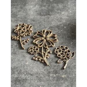 3 Homco Flower Wall Decor, Faux Wood/Wicker, 1978 Vtg Floral